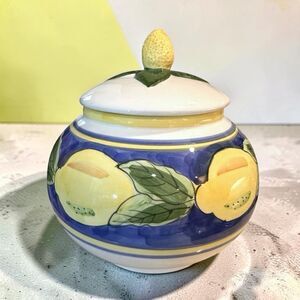 Vintage Hand-Painted Lemon Canister / Biscotti Jar – Italian-Style Kitchen Decor